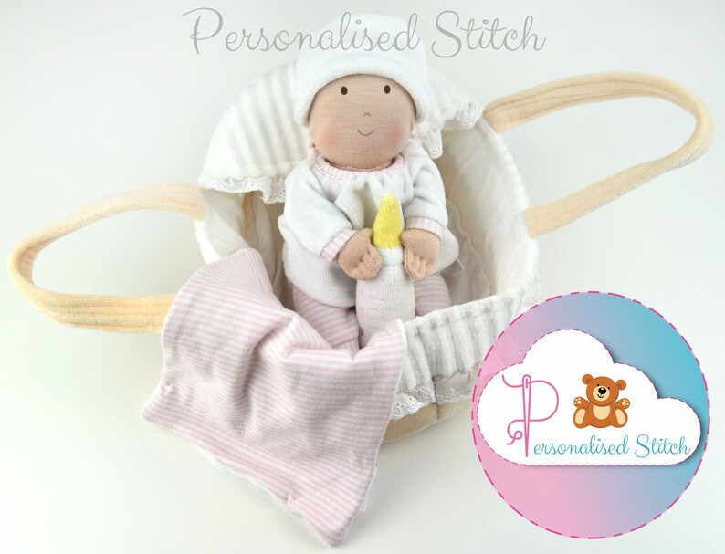 Personalised Rag Doll Carry Cot Baby Bonikka Embroidered Doll Etsy UK