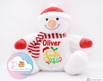 Personalisierte Weihnachten Schneemann Stofftier Teddy Bär bestickt Teddy personalisiertes Weihnachtsgeschenk Mein erstes Weihnachten Baby Geschenk Andenken