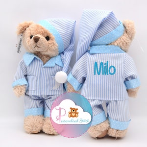 Personalised Embroidered Teddy Bears Personalized Pyjamas Teddies New Baby Gift  Baby shower Baby Girl Boy Gift Keepsake