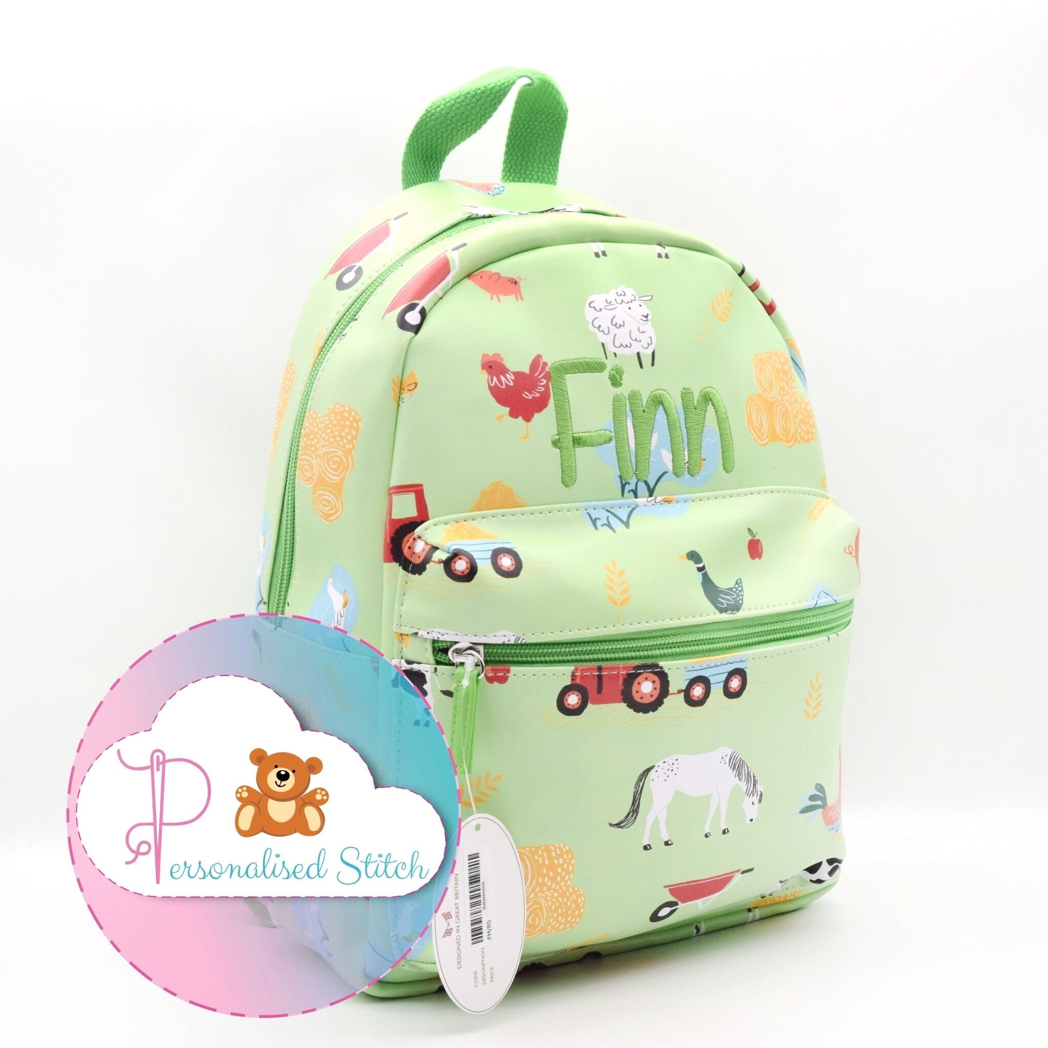 Personalisierter Schulrucksack Kinder Bestickte Tasche Jungen Madchen Bauernhof Rucksack Personalisierte Tasche Schule Kindergartentasche Etsy