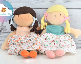 Personalised Rag Dolls Baby Microwaveable Embroidered Birthday Bonikka Girl Gift 