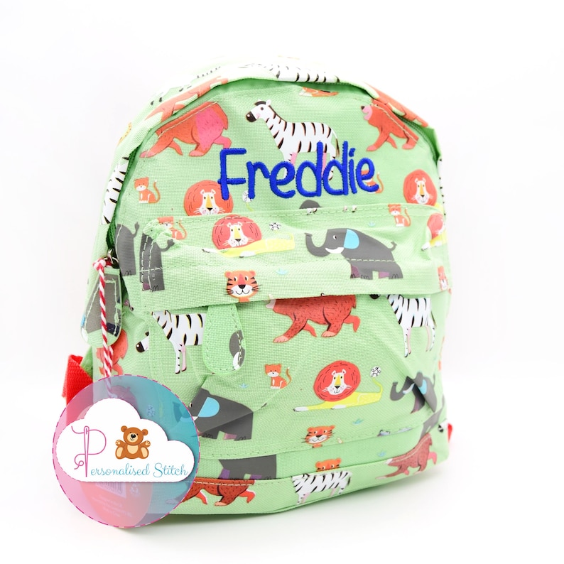 Personalised Kids Mini Backpack Embroidered Toddler School Bag Animals Backpack Kids Name Personalized Bag Back to School Nursery Bag image 10