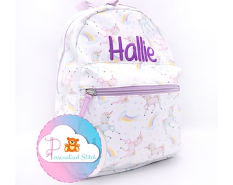 Mochila unicórnio personalizada para meninas | Bolsa escolar bonita bordada do arco-íris de <br> Entrega Rápida? Mochila Mochila para bebê Bolsa personalizada Bolsa para berçário escolar