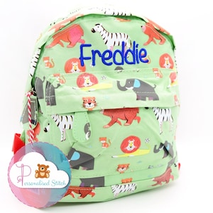 Personalised Kids Mini Backpack Animal Park Embroidered Toddler Nursery Bag | Kids Name | Personalized Bag Back to School Nursery Bag