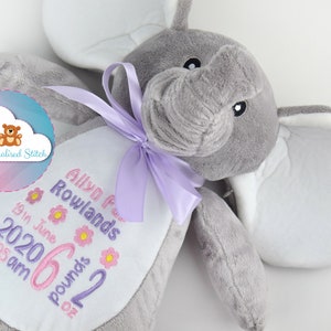 Personalised Teddy Bear Elephant Personalized Gift Stuffed Animal Birthday Gift Baby Birth Announcement New baby gift Birth Teddy Baby Stats