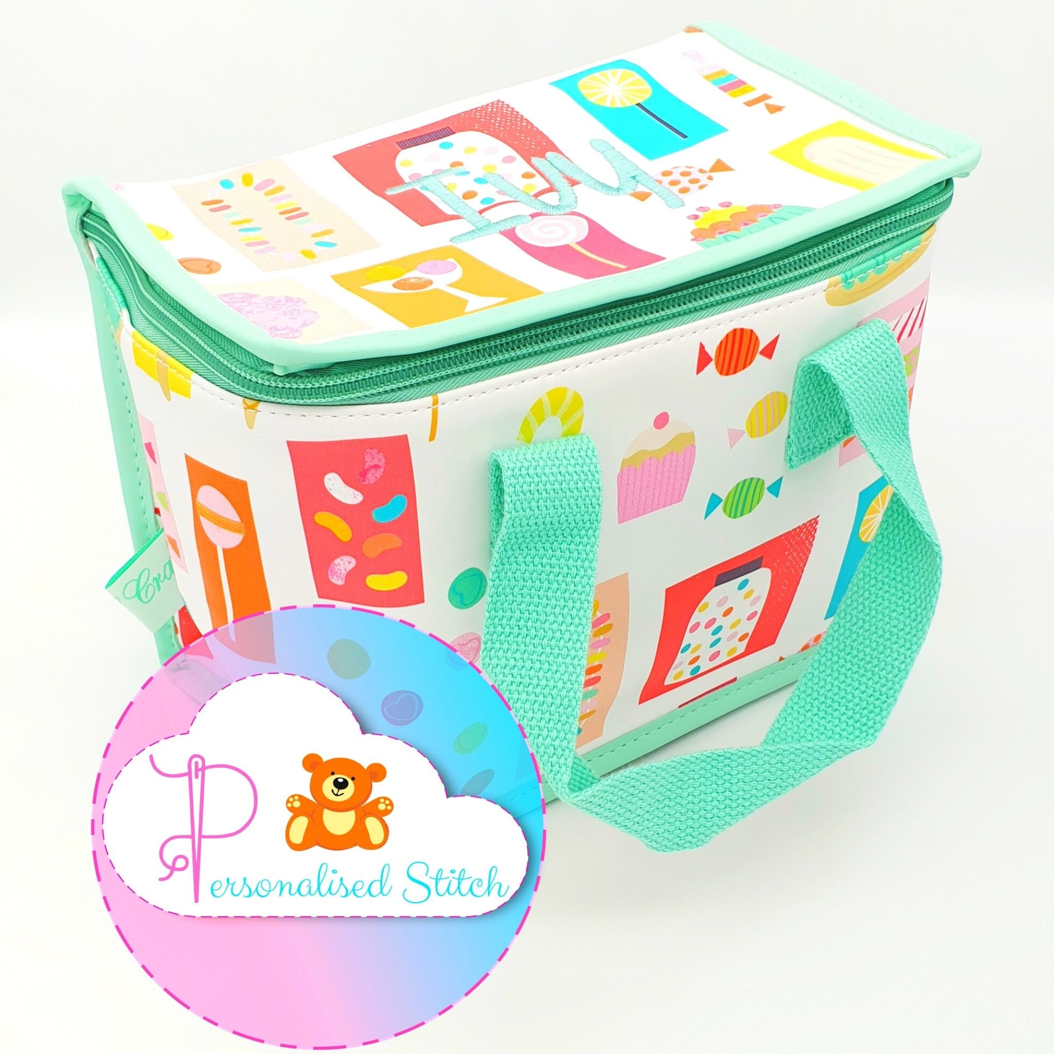 Personalised Embroidered Kids Lunch Box | Bag Back to School | Nursery Assorted Unicorn | Dinosaur | Girls & Boys Lunch Bags  Personalized