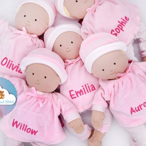 Personalised Rag Doll Baby Girl Bonikka Embroidered Birthday Gift Personalized Doll Christening Baby Birth Keepsake Baby Girl Baby Shower