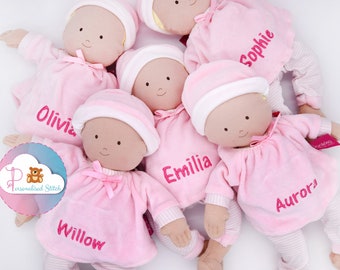 Personalised Rag Doll Baby Girl Bonikka Embroidered Birthday Gift Personalized Doll Christening Baby Birth Keepsake Baby Girl Baby Shower