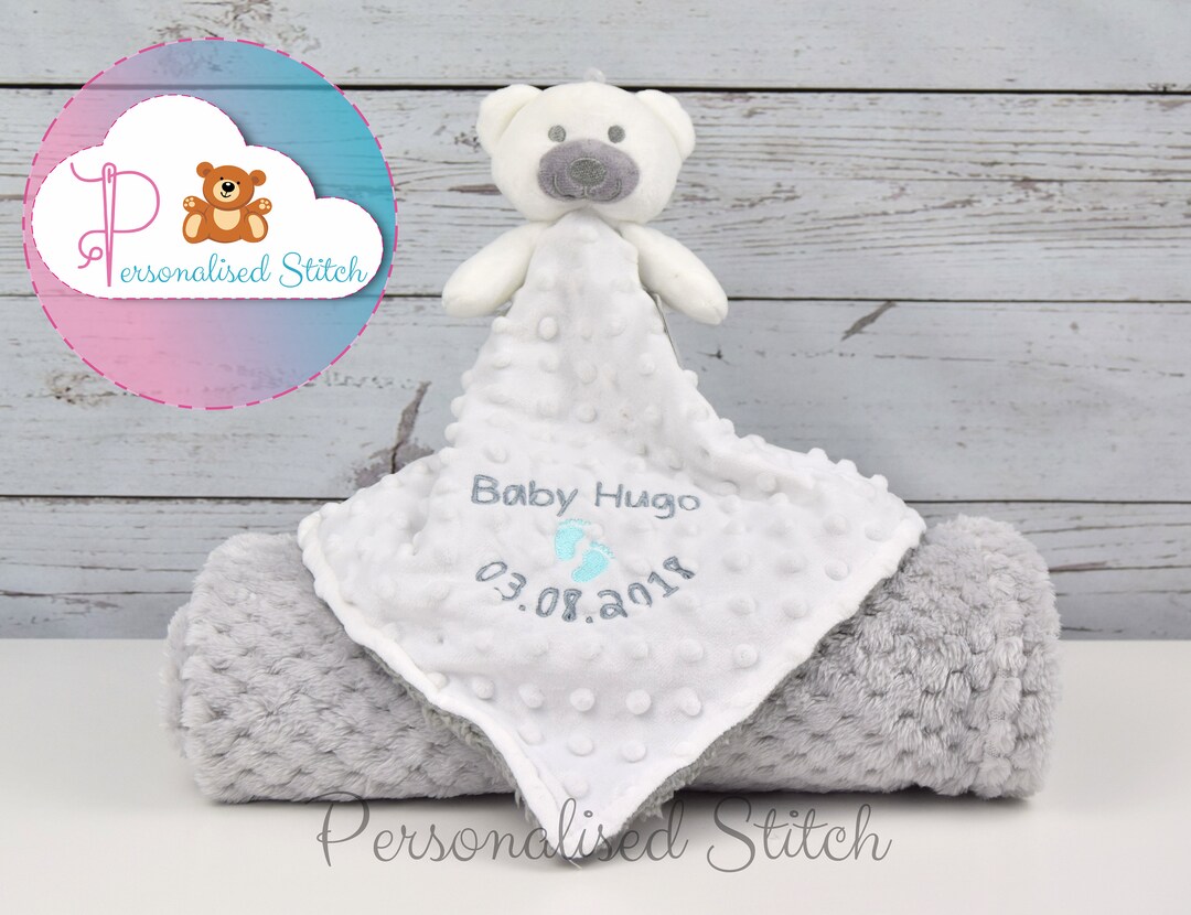 Personalised Baby Comforter & Blanket Set / Teddy Bear / Embroidered ...