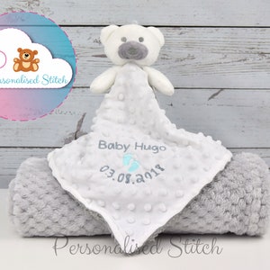 Personalised Baby Comforter & Blanket Set / Teddy Bear / Embroidered Luxury / Newborn gift / Birthday / Christening / Personalized Keepsake