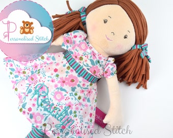 Personalised Rag Doll Bonikka Fran Embroidered Birthday Gift Personalized Doll Christening Baby Birth Keepsake Baby Girl Baby Shower