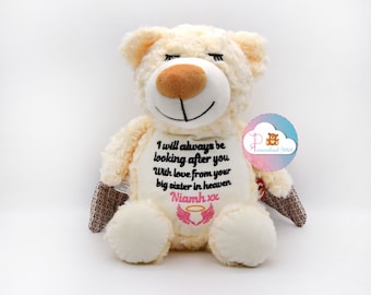 Personalised Memorial Teddy Bear Rememberance Dift Guardian Bear Personalized Angel Teddy Embroidered Cubbie Personalised stuffed animal