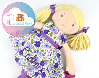 Personalised Rag Doll Bonikka Peggy Personalized Doll Embroidered Birthday Baby Gift Christening  Baby Birth Keepsake Baby Girl Baby Shower