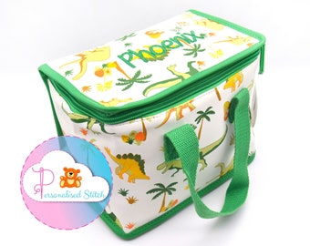 Lancheira Dinossauro Personalizada | Lancheira bordada isolada | Bolsa personalizada para berçário escolar | Crianças de volta à escola