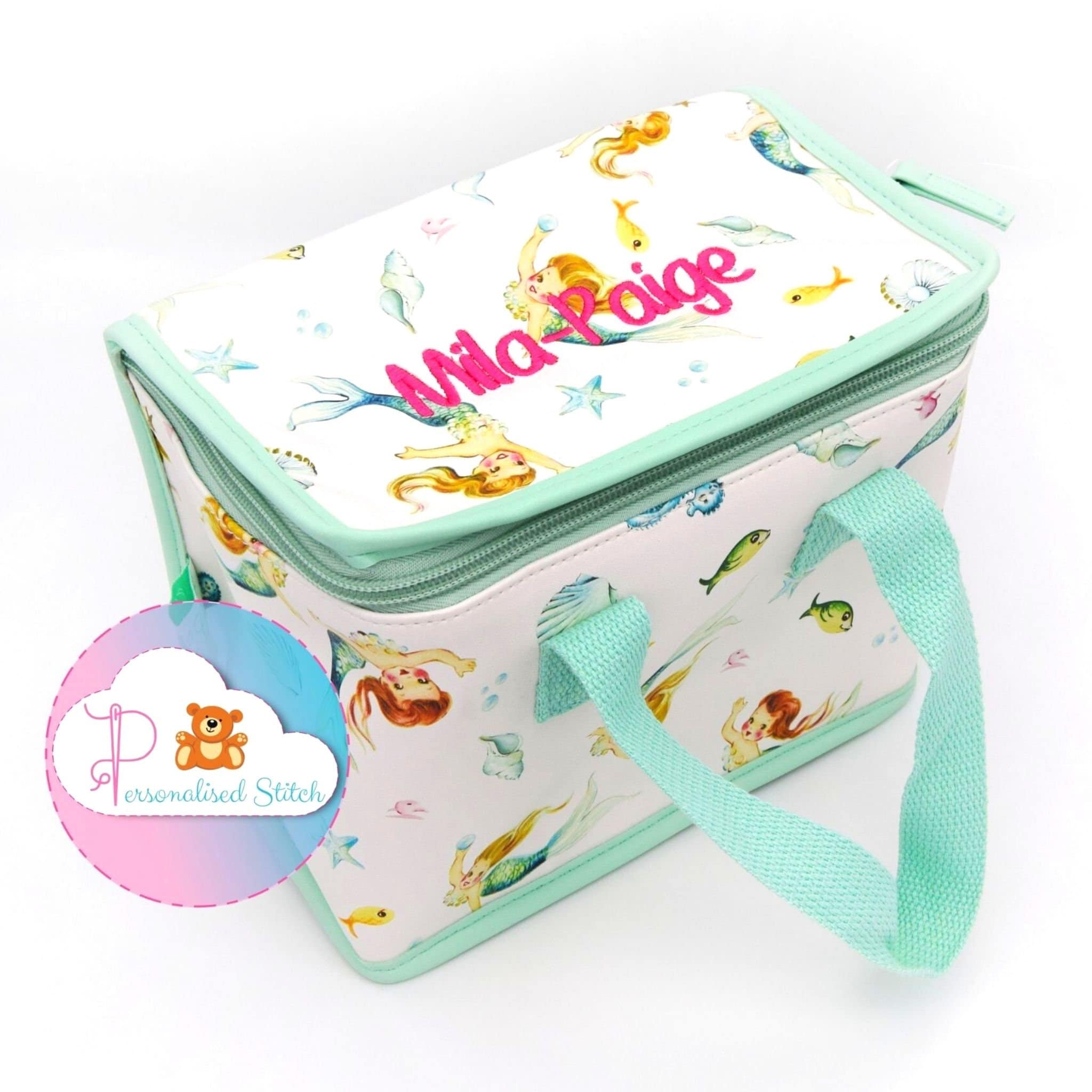 Personalised Embroidered Kids Lunch Box | Bag Back to School | Nursery Assorted Unicorn | Dinosaur | Girls & Boys Lunch Bags  Personalized