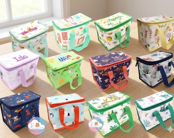 Lancheira infantil personalizada com bordado | Lancheira para volta às aulas | Unicórnio para quarto infantil | Dinossauro | Presente personalizado para meninas e meninos
