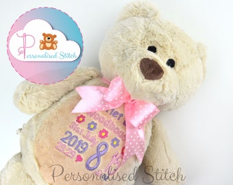 Personalised Baby Teddy Bear Personalized Teddies Stuffed Animal Birthday Gift Baby Birth Announcement New baby gift Birth Teddy Plushie