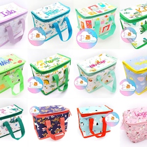 Boîte à lunch brodée personnalisée pour enfants | sac de retour à l'école | Licorne assortie pour chambre de bébé | Dinosaure | Sacs à lunch personnalisés pour filles et garçons