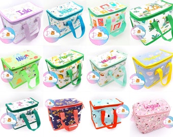 Lancheira infantil bordada personalizada | Bolsa de volta às aulas | Unicórnio Sortido para Berçário | Dinossauro | Lancheiras para meninas e meninos personalizadas