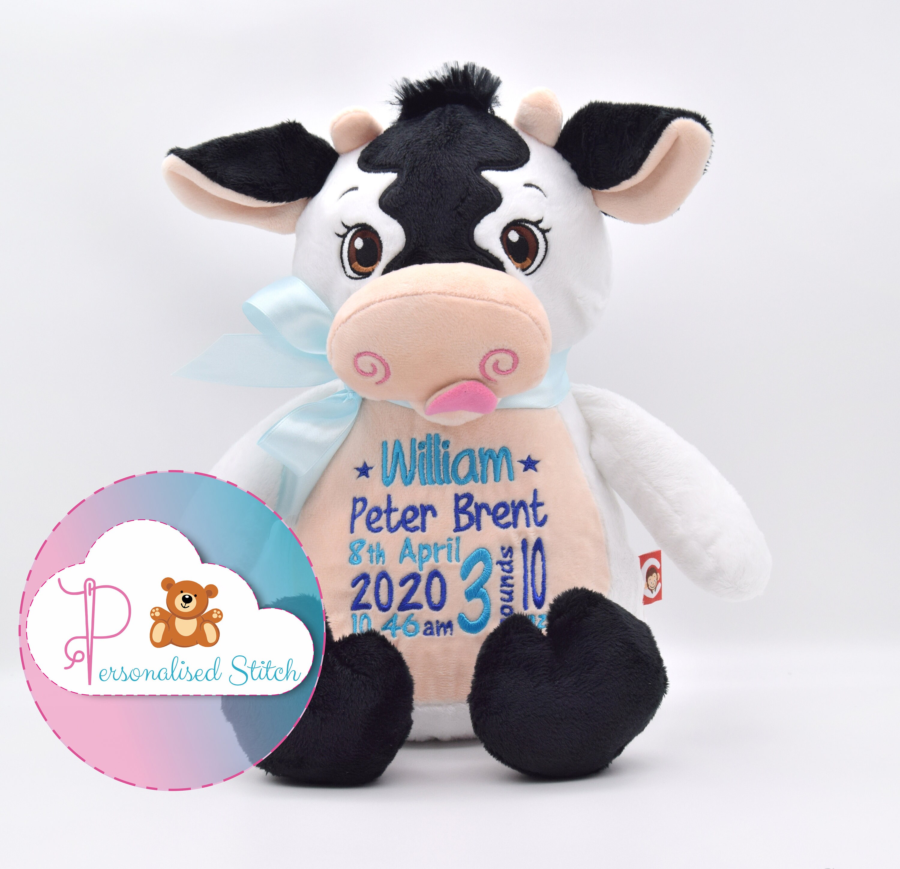 Personalised Cow Teddy Bear Embroidered Cubbie Personalized Etsy