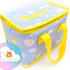 Personalised Lunch Box Sunshine Bag | Girls Embroidered Lunch bag | Personalized Bag School Nursery Bag | Back to School Bag