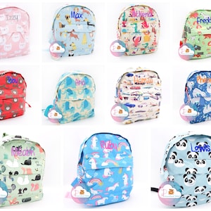 Mini sac d'école brodé pour tout-petits personnalisé | Sac à dos animaux | Nom de l'enfant | Sac personnalisé pour la rentrée des classes