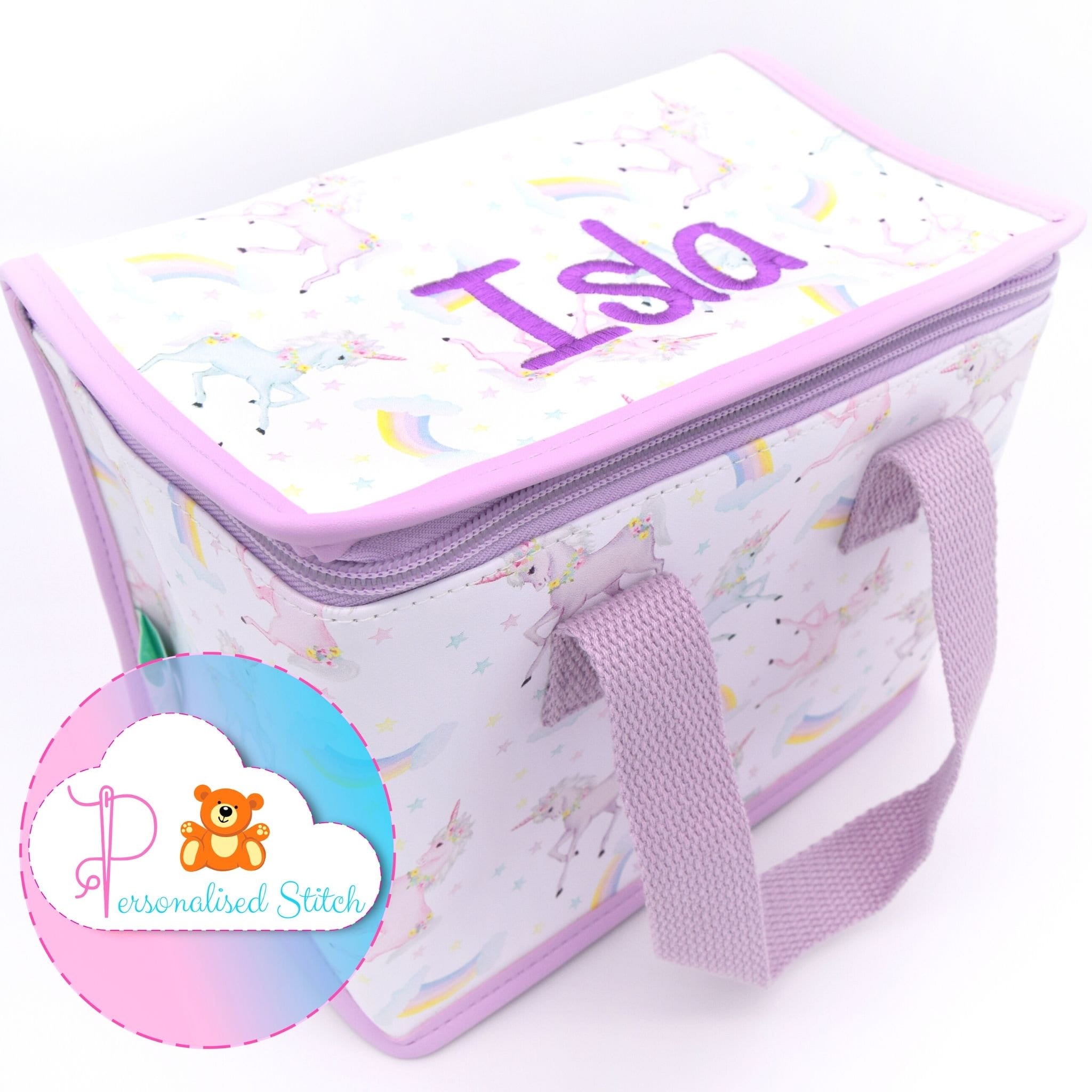 Personalised Embroidered Kids Lunch Box | Bag Back to School | Nursery Assorted Unicorn | Dinosaur | Girls & Boys Lunch Bags  Personalized