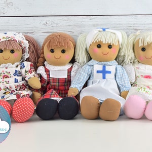Personalised Rag Dolls Vintage Embroidered Birthday Baby Gift Christening Personalized Doll Baby Birth Keepsake Baby Girl Baby Shower
