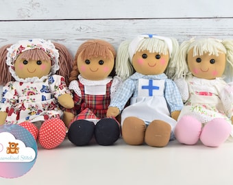 Personalised Rag Dolls Vintage Embroidered Birthday Baby Gift Christening Personalized Doll Baby Birth Keepsake Baby Girl Baby Shower