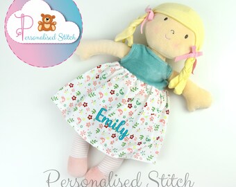 Personalised Rag Doll Abbey Microwaveable Bonikka Embroidered Birthday Gift Personalized Doll Christening Baby Birth Keepsake Baby Girl