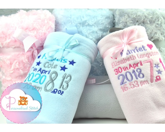 Personalised Baby Fleece Blanket | Embroidered Blankets | Personalized Baby Gift | New born gift | Baby Keepsake | Baby Shower Christening