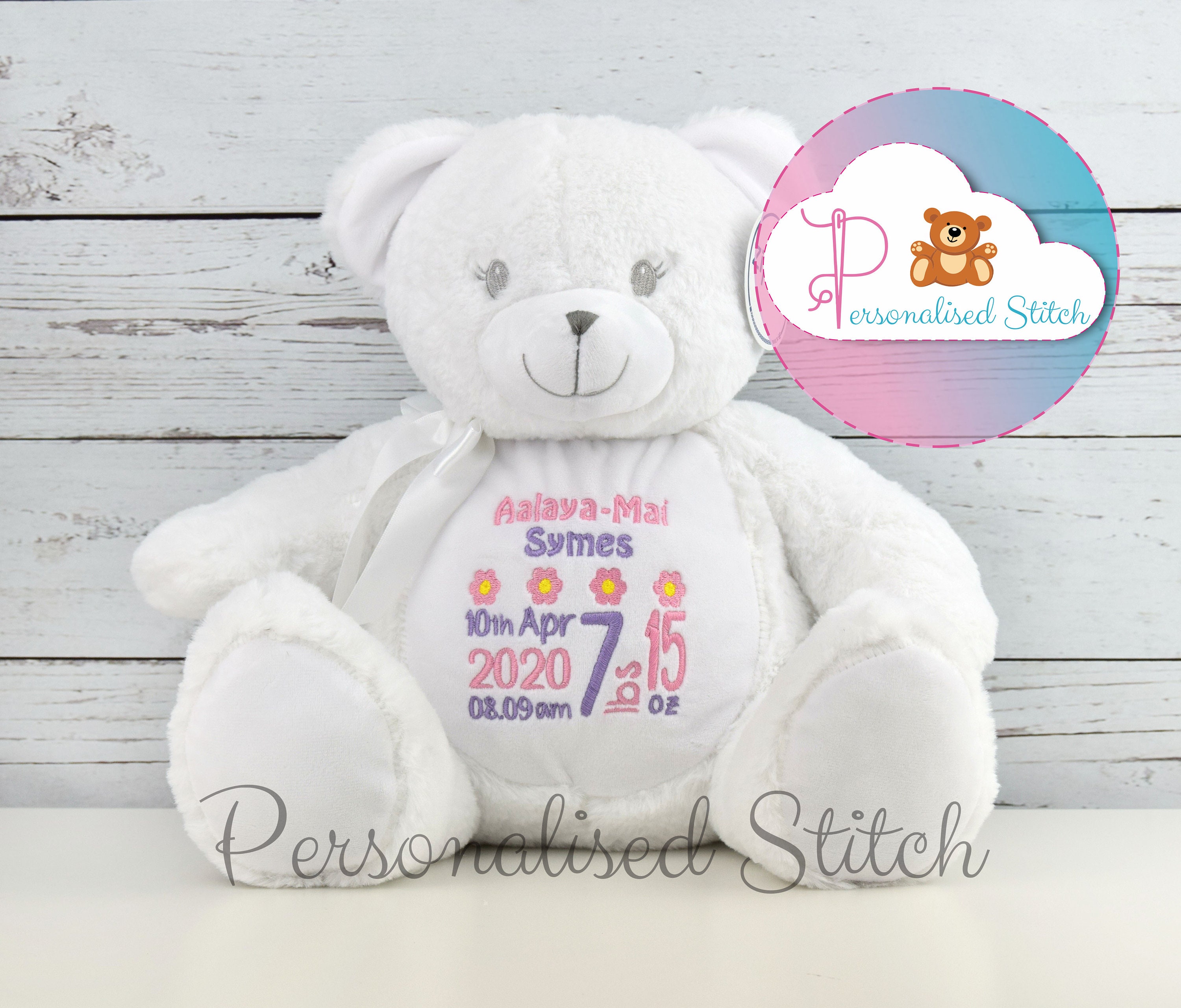 Personalised Teddy Bears Embroidered Birthday gift Custom | Etsy