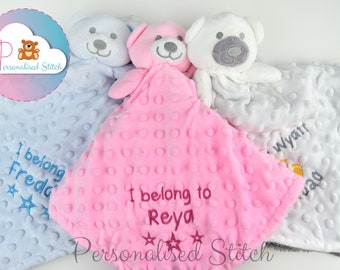 Personalised Baby Comforter / Embroidered Snuggle blanket / Baby gifts / Teddy Bear blanket / Baby birthday gift / Super soft baby comforter