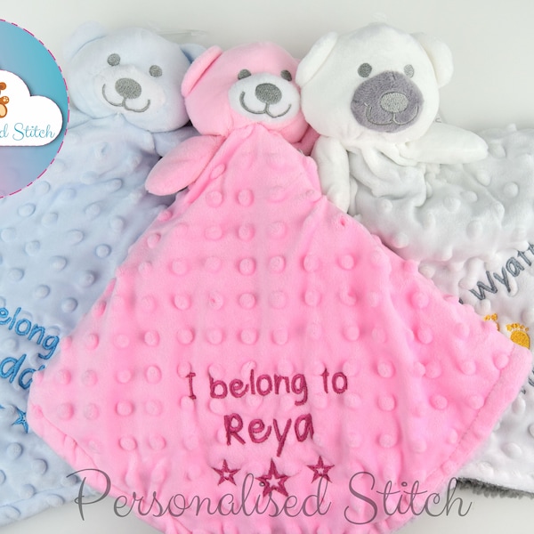 Personalised Baby Comforter / Embroidered Snuggle blanket / Baby gifts / Teddy Bear blanket / Baby birthday gift / Super soft baby comforter