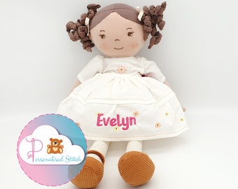 Personalised Girl Rag Dolls Bonikka Embroidered Doll Birthday Baby Gift Christening Personalized Doll Keepsake Baby Girl Gift