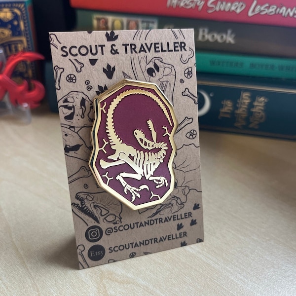 PRE-ORDER Raptor skeleton red Pin badge