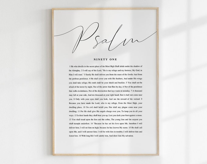Psalm 91 Scripture Wall Art Printable | Minimalist Modern Christian ...