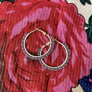 Beaded iridescent hoops