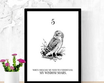 Enneagram 5 Animal Print | 8X10 INSTANT DOWNLOAD | Printable | Type Five 5 | Owl Print