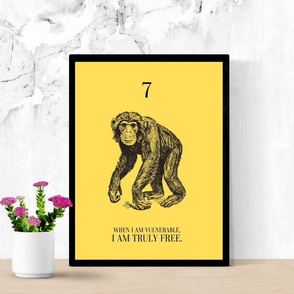 Enneagram 7 Animal Print | 8X10 INSTANT DOWNLOAD | Printable | Type Seven 7 | Chimpanzee Print
