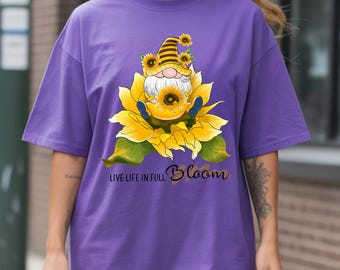 Sonnenblumen-Zwerg-Grafik-T-Shirt, volle Blüte T-Shirt, Garten-Liebhaber-Geschenk
