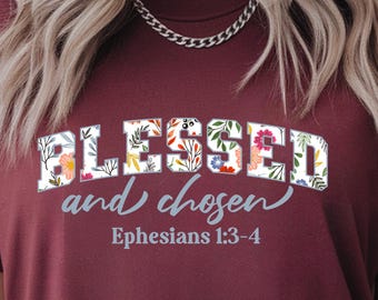 Florales christliches Shirt mit Epheser-Zitat - bequemes Baumwoll-T-Shirt für treue Frauen - Vintage-inspiriertes Design für Kirche und Gemeinschaft