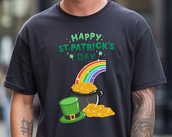 St. Patrick's Day T-Shirt | Regenbogen, Topf voller Gold-Grafik-T-Shirt