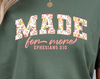 T-Shirt | Blumenbeschriftung, Epheser 2:10 Christliches Tee