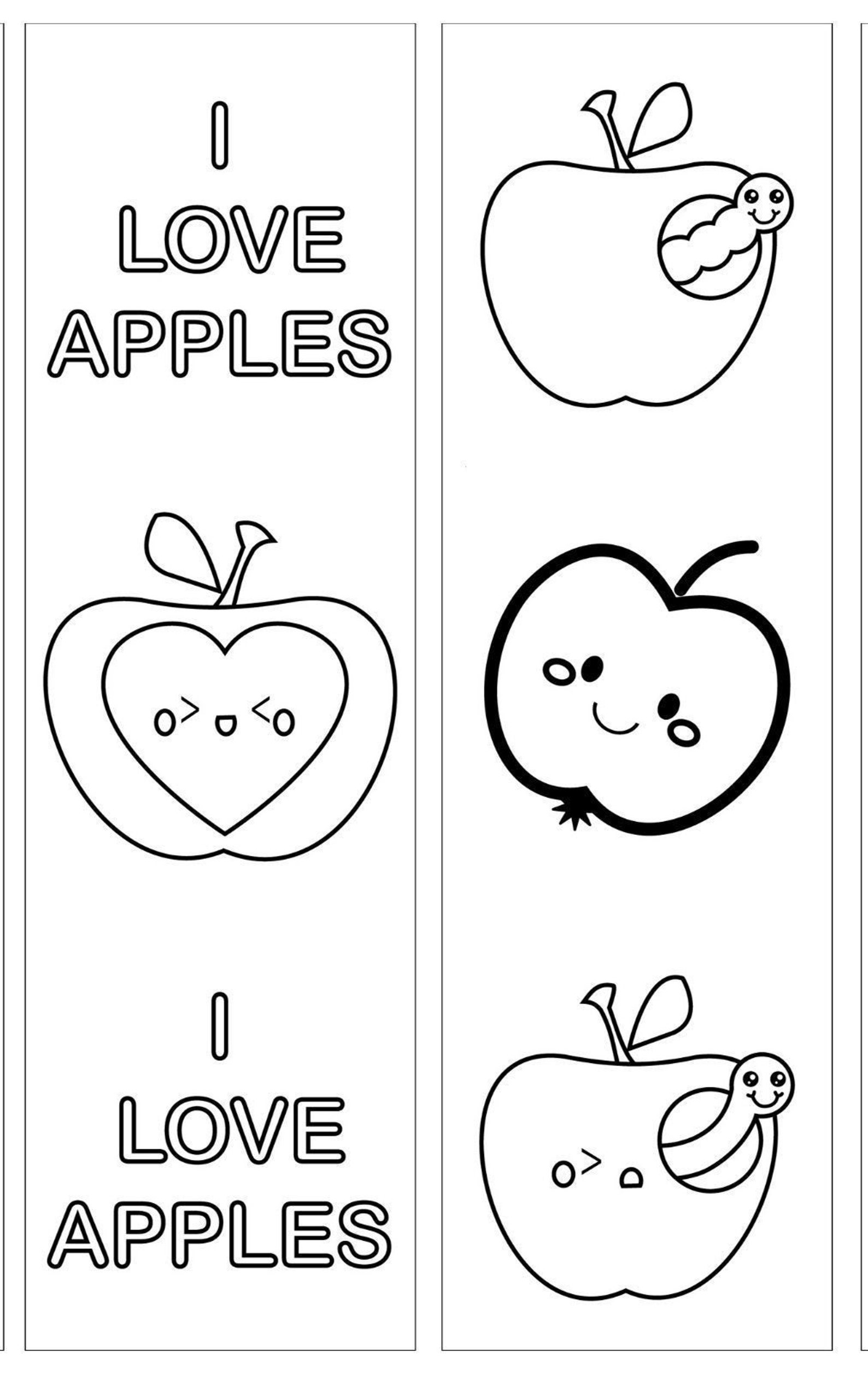 Apple Bookmarks Cutout bookmark Printable markers Etsy