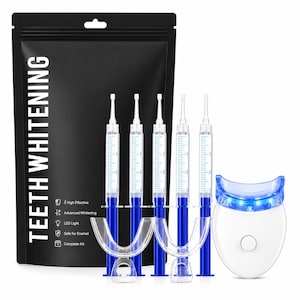 Teeth Whitening Kit LED | Fast Bright Smile in Minutes | Professional At-Home Stain Removal | Enamel Safe Dental Gel | Instant Results
