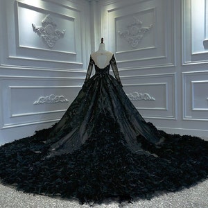 Luxury 3D Lace Appliqué Embroidery Long Sleeve Black Color - Etsy