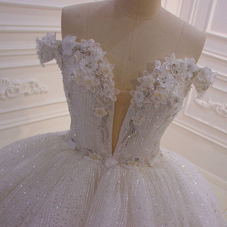 Luxury Beading Lace Appliqué Embroidery White Bling off the Etsy