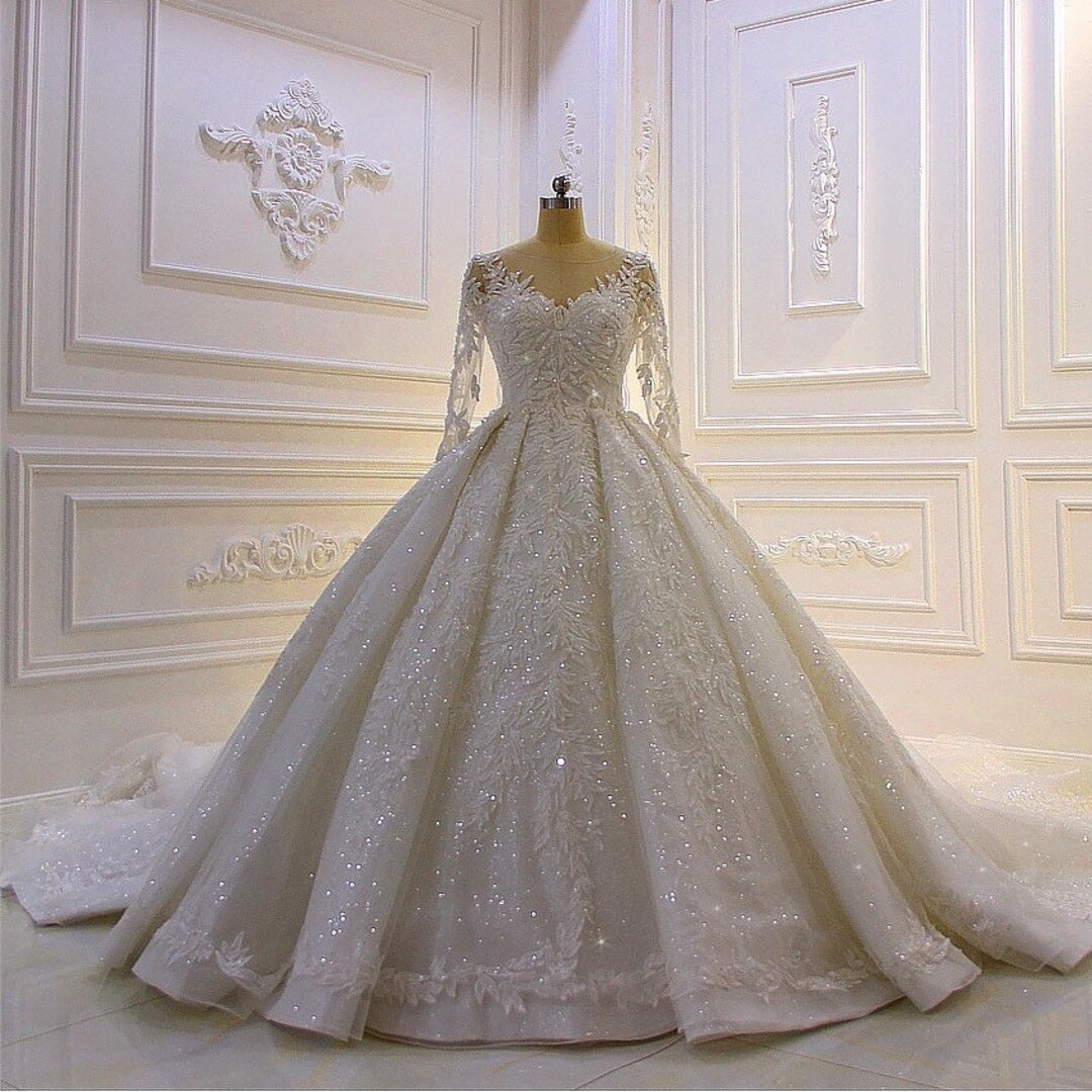 Custom-made Luxury Beading 3D Floral Lace Appliqué Embroidery Long ...