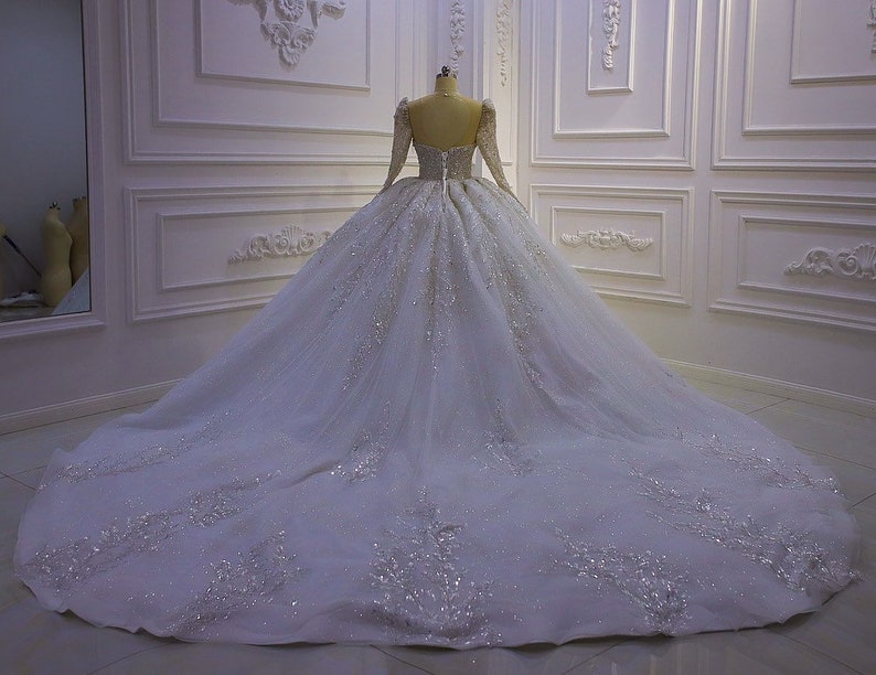 Enchanted Evening: Shimmering Floral Applique Gown for Captivating Allure